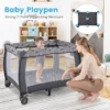 3 in 1 reisbedje draagbare opvouwbare box met luifel en muskietennet muziekbox geventileerde zijwanden matras en draagtas 7