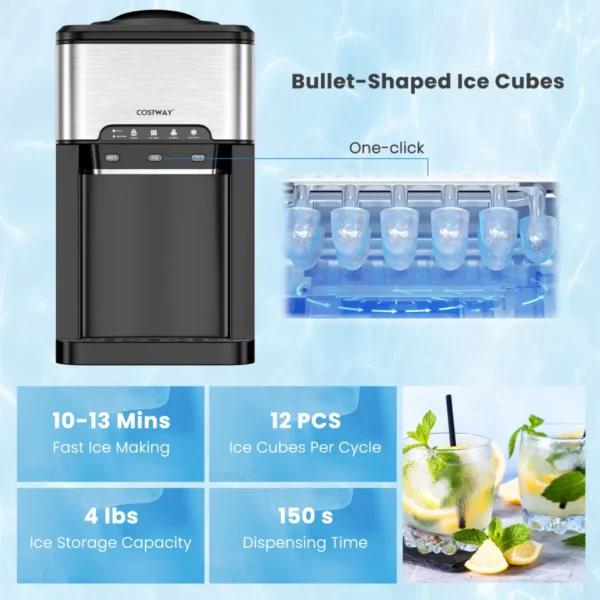 3 in 1 water koeler dispenser met ijs maker aanrecht water dispenser met warm/koud/ijs 3 temperatuur instellingen zilver + zwart 7