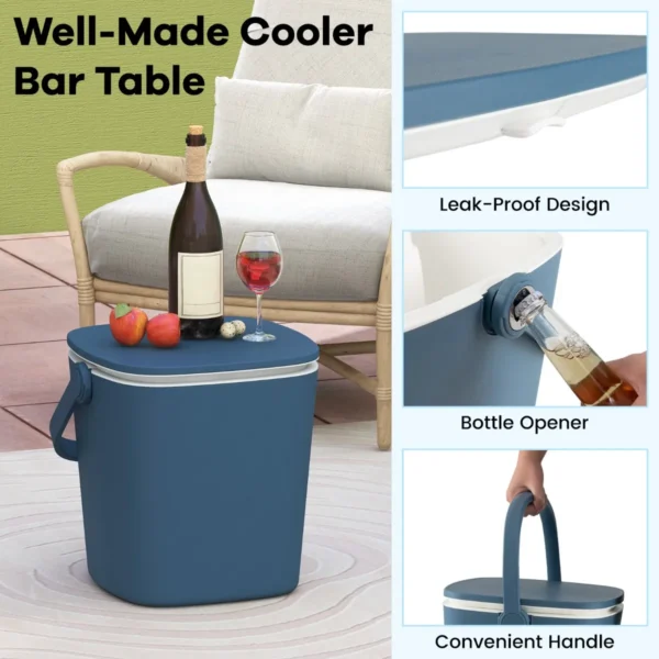 3 in 1 weerbestendige pp buiten ijsemmer met flesopener handvat 15l tuin eettafel met lift up deksel voor zwembaden terrassen blauw 6
