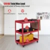 3 laags rollende gereedschapswagen zware metalen wagen met 3 ruime planken en 4 universele wielen met 2 remmen rood 4