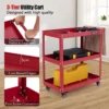 3 laags rollende gereedschapswagen zware metalen wagen met 3 ruime planken en 4 universele wielen met 2 remmen rood 5