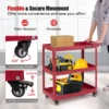 3 laags rollende gereedschapswagen zware metalen wagen met 3 ruime planken en 4 universele wielen met 2 remmen rood 6