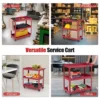 3 laags rollende gereedschapswagen zware metalen wagen met 3 ruime planken en 4 universele wielen met 2 remmen rood 7
