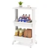 3 laags trolley met tafelblad stevige plastic trolley met afsluitbare wielen multifunctionele opbergwagen met 2 open planken 1