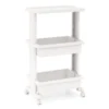 3 laags trolley met tafelblad stevige plastic trolley met afsluitbare wielen multifunctionele opbergwagen met 2 open planken 2