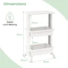 3 laags trolley met tafelblad stevige plastic trolley met afsluitbare wielen multifunctionele opbergwagen met 2 open planken 3
