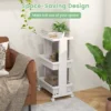 3 laags trolley met tafelblad stevige plastic trolley met afsluitbare wielen multifunctionele opbergwagen met 2 open planken 7