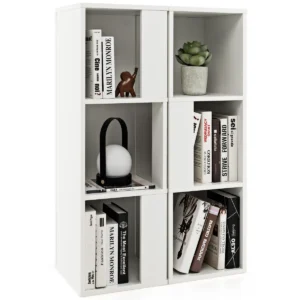 3 laags vrijstaande boekenkast display plank met 6 vakken anti kantelbeveiliging voor slaapkamer en kinderkamer wit 1