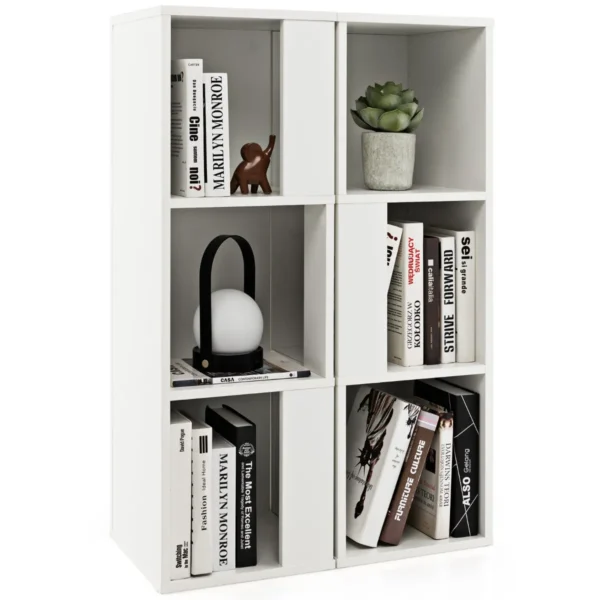 3 laags vrijstaande boekenkast display plank met 6 vakken anti kantelbeveiliging voor slaapkamer en kinderkamer wit 1