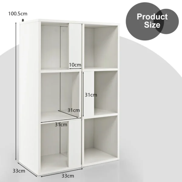 3 laags vrijstaande boekenkast display plank met 6 vakken anti kantelbeveiliging voor slaapkamer en kinderkamer wit 3