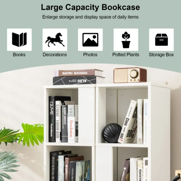 3 laags vrijstaande boekenkast display plank met 6 vakken anti kantelbeveiliging voor slaapkamer en kinderkamer wit 6