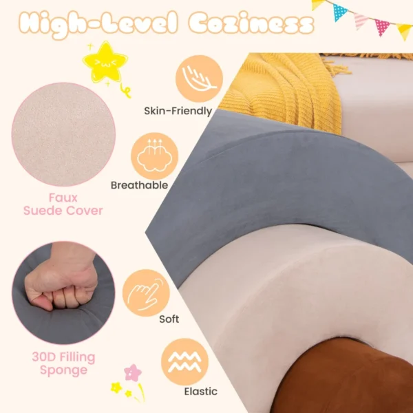3 schuimblokken voor baby's klimspeelgoed voor peuters zacht indoor speeltoestel met elastische vulling boog en kruiptunnel grijs 5