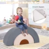 3 schuimblokken voor baby's klimspeelgoed voor peuters zacht indoor speeltoestel met elastische vulling boog en kruiptunnel grijs 7
