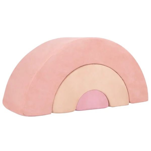 3 schuimblokken voor baby's klimspeelgoed voor peuters zacht indoor speeltoestel met elastische vulling boog en kruiptunnel roze 1