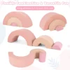 3 schuimblokken voor baby's klimspeelgoed voor peuters zacht indoor speeltoestel met elastische vulling boog en kruiptunnel roze 6
