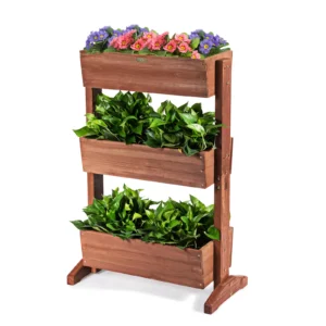 3 tier houten bloemenrek bloemenstandaard 3 tier verhoogd bed plantenstandaard 71 x 38 x 105cm bruin 1