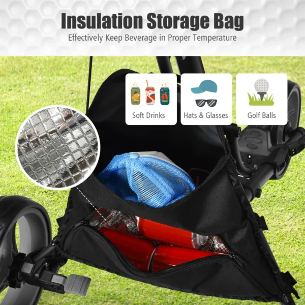 3 wielen golf duwkar snel vouwen golf lopend duwkar golftas houder golftrolley voor golfclubs grijs 5
