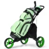 3 wielen golf duwkar snel vouwen golf lopend duwkar golftas houder golftrolley voor golfclubs zwart + groen 2