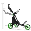 3 wielen golf duwkar snel vouwen golf lopend duwkar golftas houder golftrolley voor golfclubs zwart + groen 3