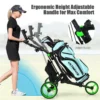 3 wielen golf duwkar snel vouwen golf lopend duwkar golftas houder golftrolley voor golfclubs zwart + groen 6