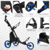 3 wielen golf duwkar snel vouwen golf lopend duwkar golftrolley voor golfclubs zwart + blauw 4