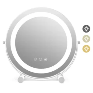 30 cm make up spiegel verstelbaar led licht touch screen 360° draaibaar geheugenfunctie hd ronde spiegel wit 1