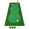 300 x 100 cm golfslagmat golftrainingsmat met kunstgras 3 holes 3 cup vlaggen golf putting green voor binnen en buiten 1