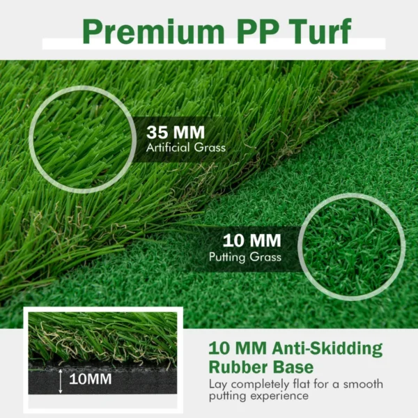 300 x 100 cm golfslagmat golftrainingsmat met kunstgras 3 holes 3 cup vlaggen golf putting green voor binnen en buiten 4
