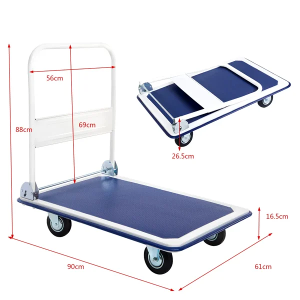 300kg opvouwbare steekwagen transportwagen steekwagen transportwagen 90 x 60 cm opvouwbare steekwagen met antisliplaag 5