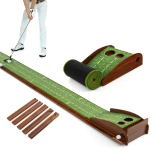302 cm golf putting mat golf putting baan met automatische balterugloop met 2 hole maten 3 golfballen voor binnen/buiten gebruik 1