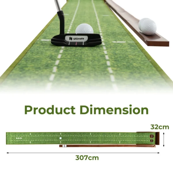 302 cm golf putting mat golf putting baan met automatische balterugloop met 2 hole maten 3 golfballen voor binnen/buiten gebruik 2