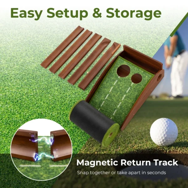 302 cm golf putting mat golf putting baan met automatische balterugloop met 2 hole maten 3 golfballen voor binnen/buiten gebruik 4