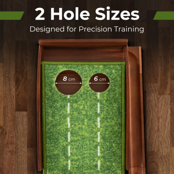 302 cm golf putting mat golf putting baan met automatische balterugloop met 2 hole maten 3 golfballen voor binnen/buiten gebruik 5