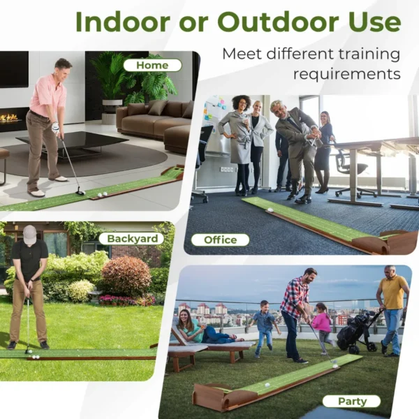 302 cm golf putting mat golf putting baan met automatische balterugloop met 2 hole maten 3 golfballen voor binnen/buiten gebruik 7