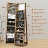 360 roterende gespiegelde sieraden kast 2 in 1 afsluitbare sieraden organisator met volledige lengte spiegel rustiek 39 x 39 x 161 cm 5