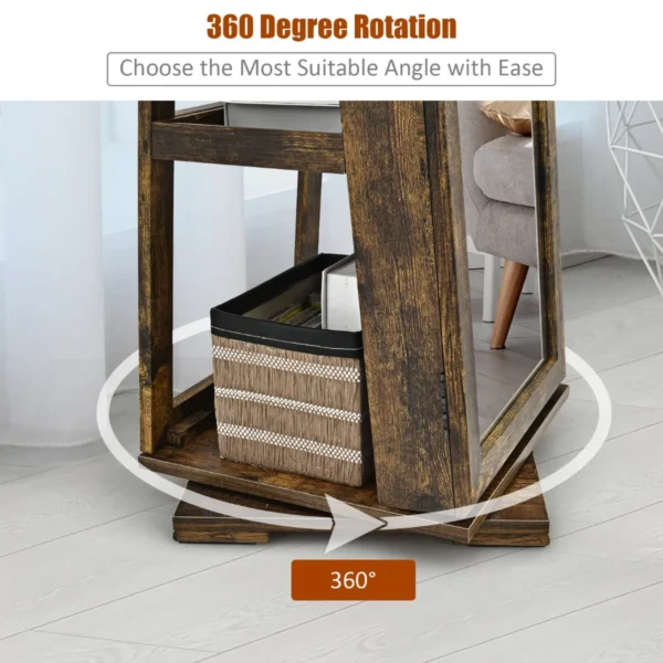 360 roterende gespiegelde sieraden kast 2 in 1 afsluitbare sieraden organisator met volledige lengte spiegel rustiek 39 x 39 x 161 cm 7