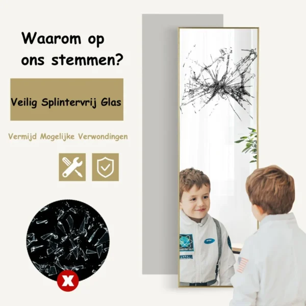 37 x 120 cm spiegel van volledige lengte met in hoogte verstelbare ophanghaak wandspiegel goud 5