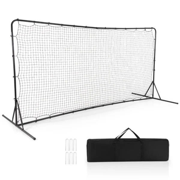 372,5 x 182,5 cm voetbalnet voetbaluitrusting met weerbestendig net draagtas en 6 grondspikes trainingsnet voor speeltuin zwart 2