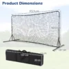 372,5 x 182,5 cm voetbalnet voetbaluitrusting met weerbestendig net draagtas en 6 grondspikes trainingsnet voor speeltuin zwart 3