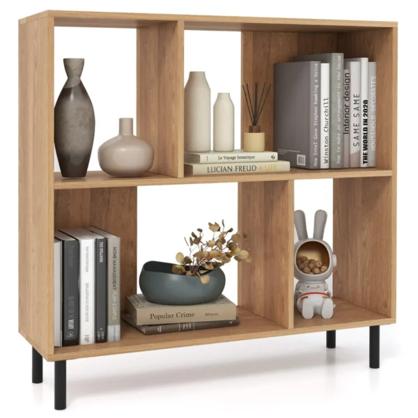 4 cube boekenkast 2 niveau plank met metalen poten opslag plank moderne display plank opslag organisator voor woonkamer kantoor 1