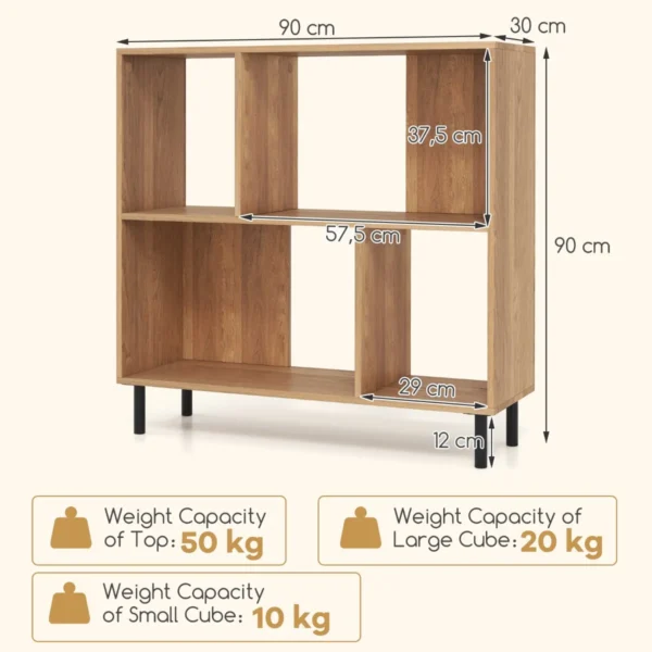 4 cube boekenkast 2 niveau plank met metalen poten opslag plank moderne display plank opslag organisator voor woonkamer kantoor 3