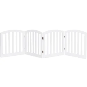 4 delige houten hondenhek vrijstaande opvouwbare hondenomheining binnenhuis huisdier puppy veiligheids hek wit 246 x 61 cm 1