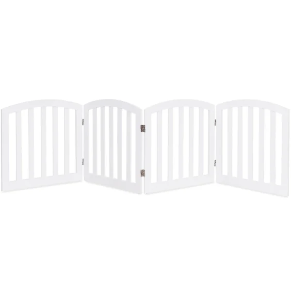 4 delige houten hondenhek vrijstaande opvouwbare hondenomheining binnenhuis huisdier puppy veiligheids hek wit 246 x 61 cm 1