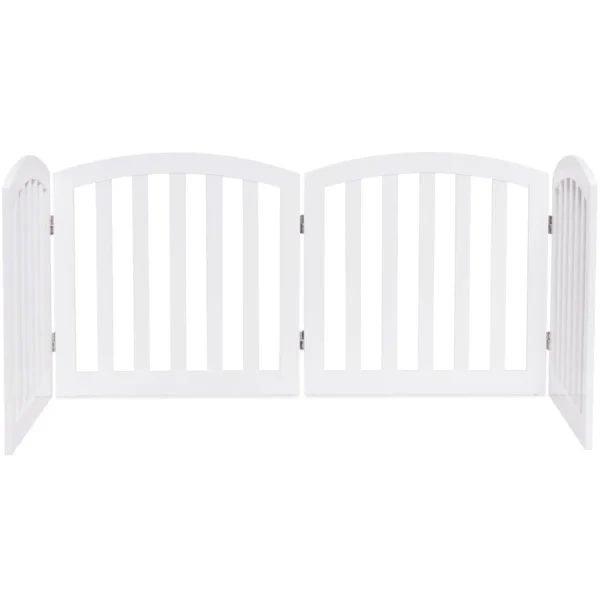 4 delige houten hondenhek vrijstaande opvouwbare hondenomheining binnenhuis huisdier puppy veiligheids hek wit 246 x 61 cm 3