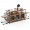 4 delige keukenset met eettafel en stoelen voor 4 personen stevig metalen frame in 3 standen verstelbare planken bruin 1
