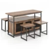 4 delige keukenset met eettafel en stoelen voor 4 personen stevig metalen frame in 3 standen verstelbare planken bruin 2