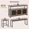 4 delige keukenset met eettafel en stoelen voor 4 personen stevig metalen frame in 3 standen verstelbare planken bruin 3
