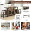 4 delige keukenset met eettafel en stoelen voor 4 personen stevig metalen frame in 3 standen verstelbare planken bruin 7