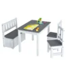 4 delige kindertafel & stoel set 2 in 1 houten peuter activiteit tafel set met 2 stoelen & 1 opbergbankje kindermeubilair grijs 1