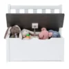 4 delige kindertafel & stoel set 2 in 1 houten peuter activiteit tafel set met 2 stoelen & 1 opbergbankje kindermeubilair grijs 3